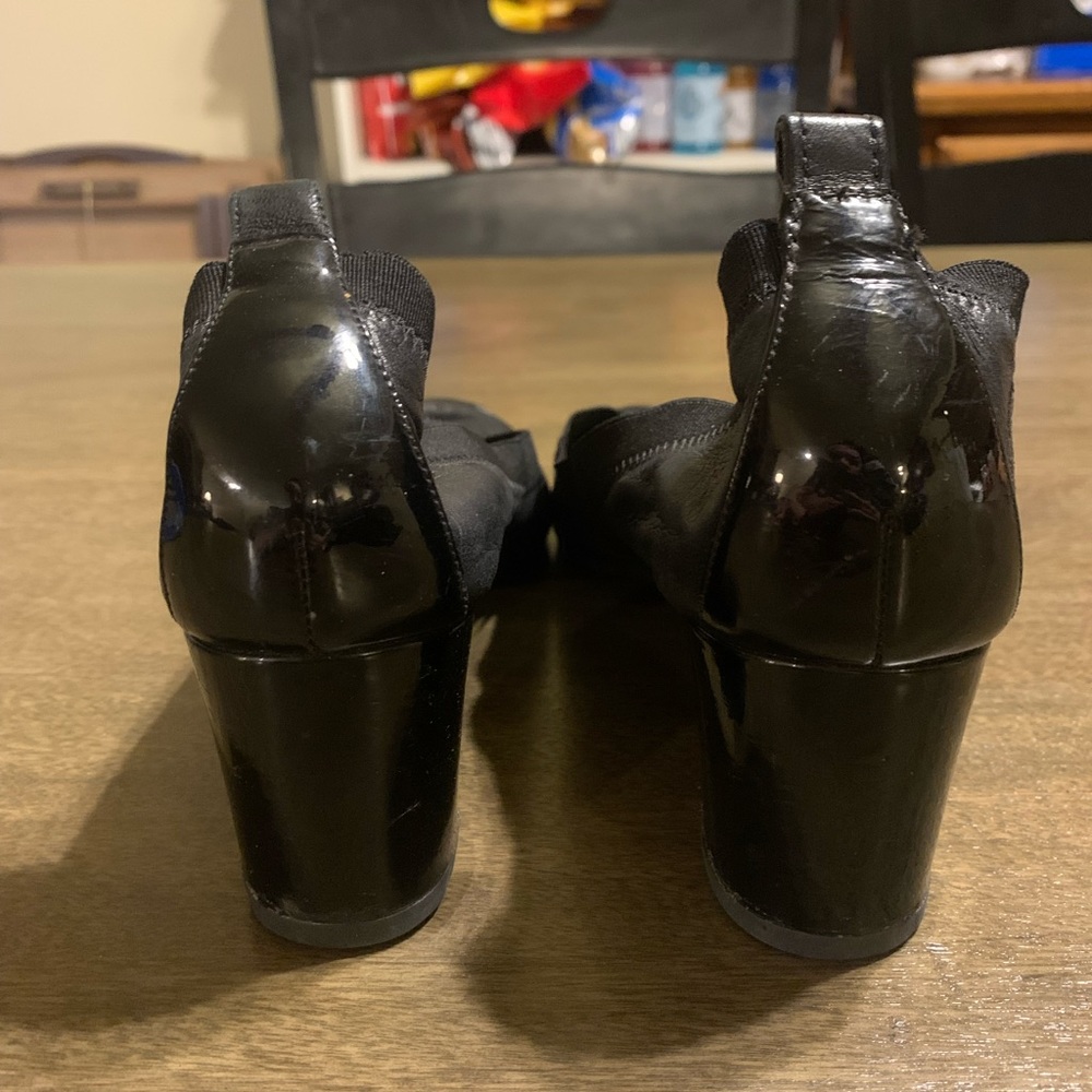 CHANEL Black Leather Cap Toe Block Heel Pumps - Picture 7 of 15